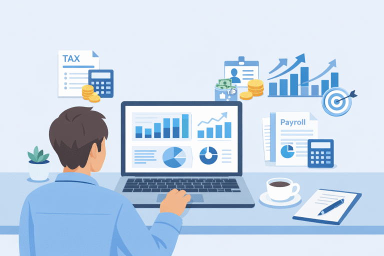 Small business tips covering tax credits, employee tips deduction, and growth strategies