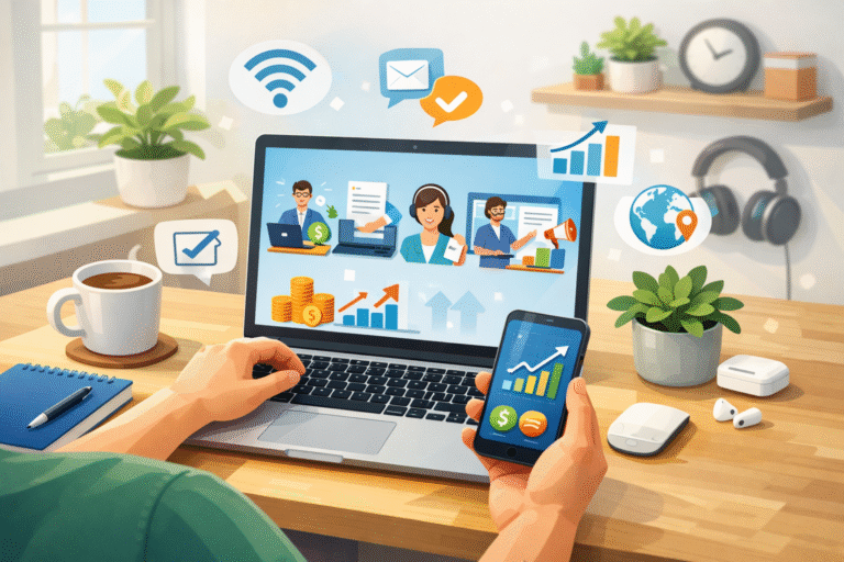 Best online jobs in India 2026 showing work from home opportunities and earning online using laptop and mobile.