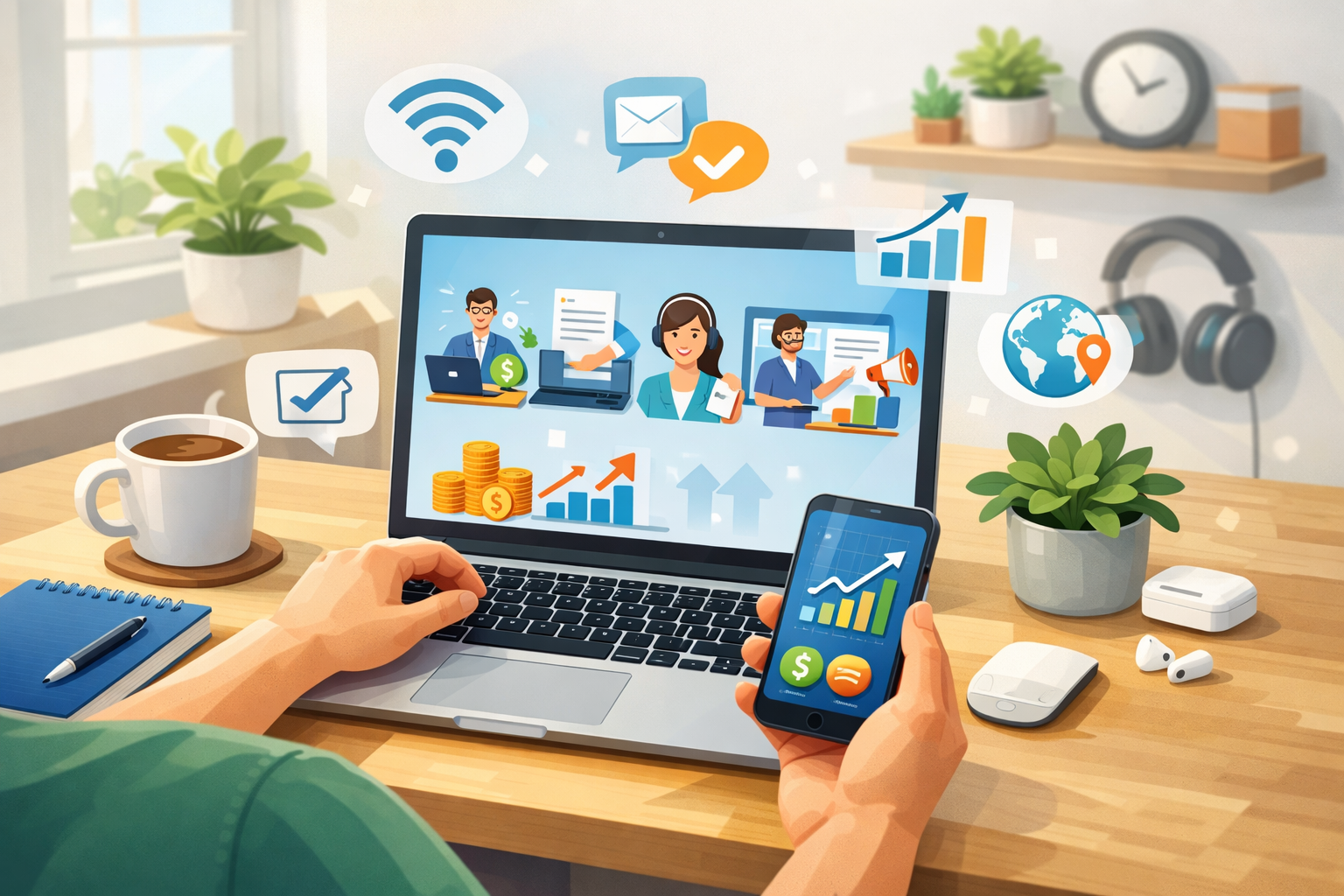 Best online jobs in India 2026 showing work from home opportunities and earning online using laptop and mobile.