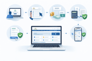 Income tax filing guide 2026 showing an individual filing ITR online using the Indian income tax e-filing portal